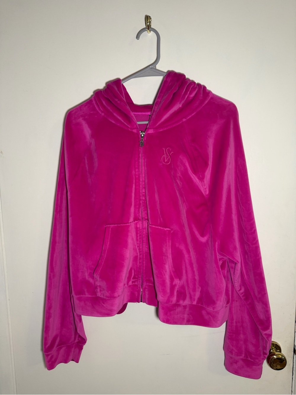 Victoria’s Secret Hot Pink Velour Zip-Up Hoodie Jacket
